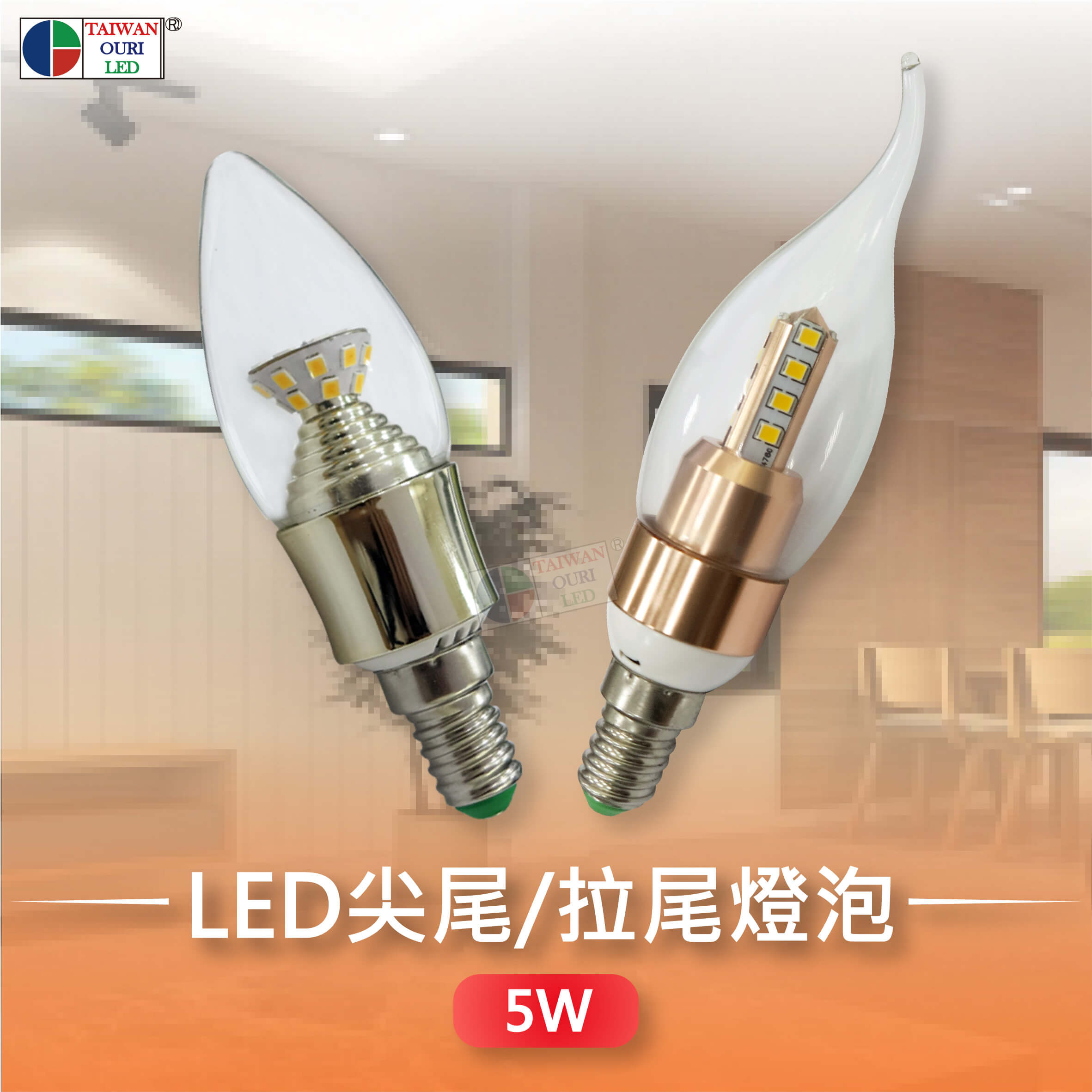 LED 5W尖尾/拉尾燈泡